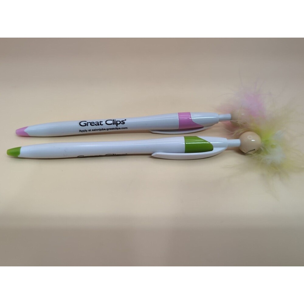 Great Clips Ballpoint Pens With Head Of Crazy Wild Hair Lot Of 2
